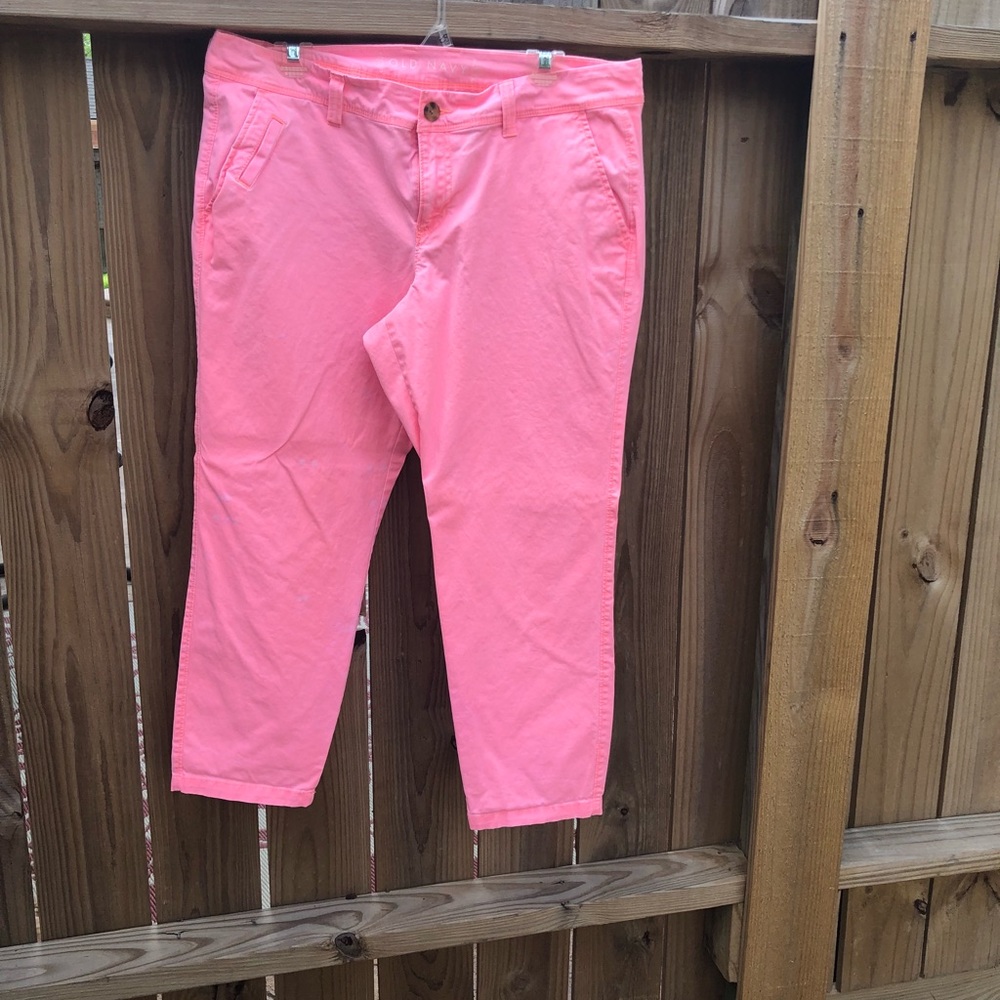 Neon coral crop pants - sz 14
